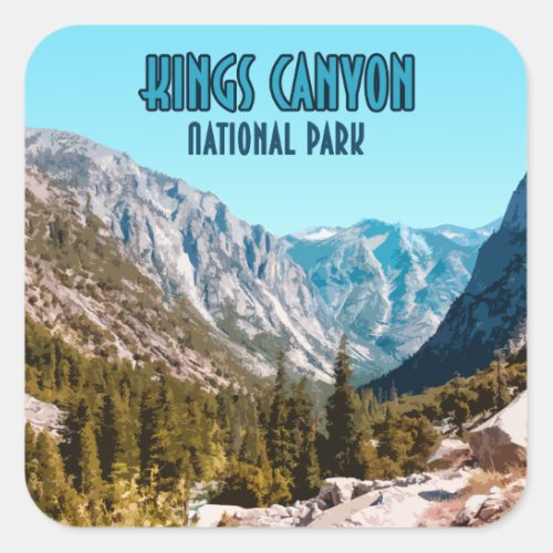 Kings Canyon National Park California Vintage Square Sticker