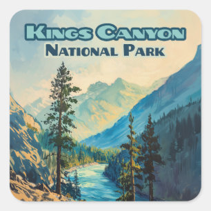 Kings Canyon National Park California Vintage Square Sticker