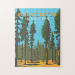 Kings Canyon National Park General Grant Vintage Jigsaw Puzzle<br><div class="desc">Kings Canyon vector artwork design. The park is known for its huge sequoia trees,  notably the gigantic General Grant Tree in Grant Grove.</div>