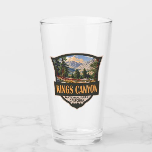 Kings Canyon National Park Illustration Retro Art Glass