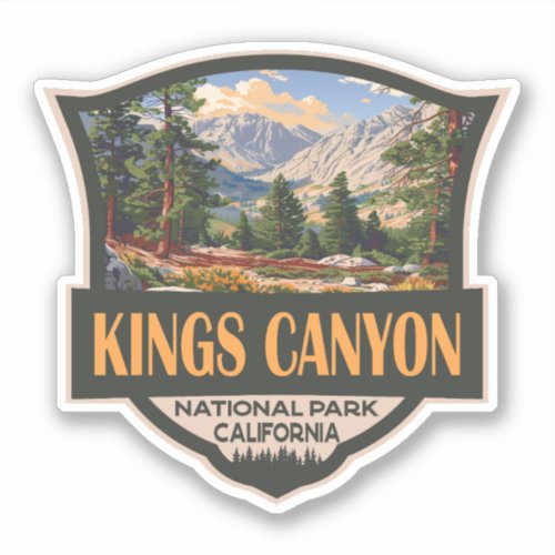 Kings Canyon National Park Illustration Retro Art Sticker