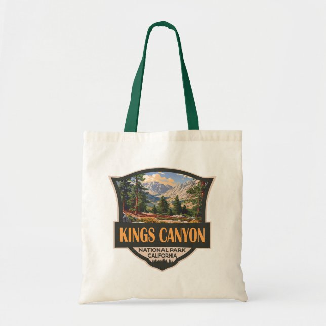 Kings Canyon National Park Illustration Retro Art Tote Bag (Front)