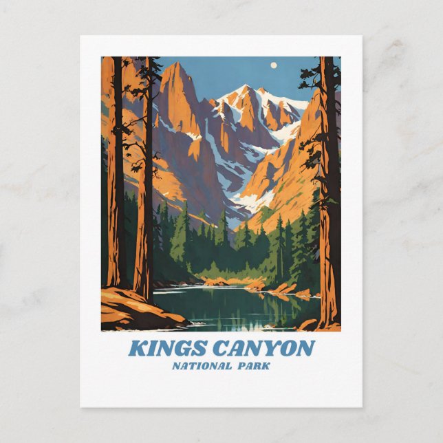 Kings Canyon National Park illustration retro Vaca Postcard (Front)