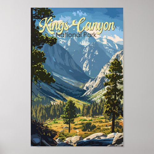 Kings Canyon National Park Illustration Travel Art