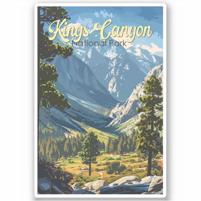 Kings Canyon National Park Illustration Travel Art Sticker (Front)