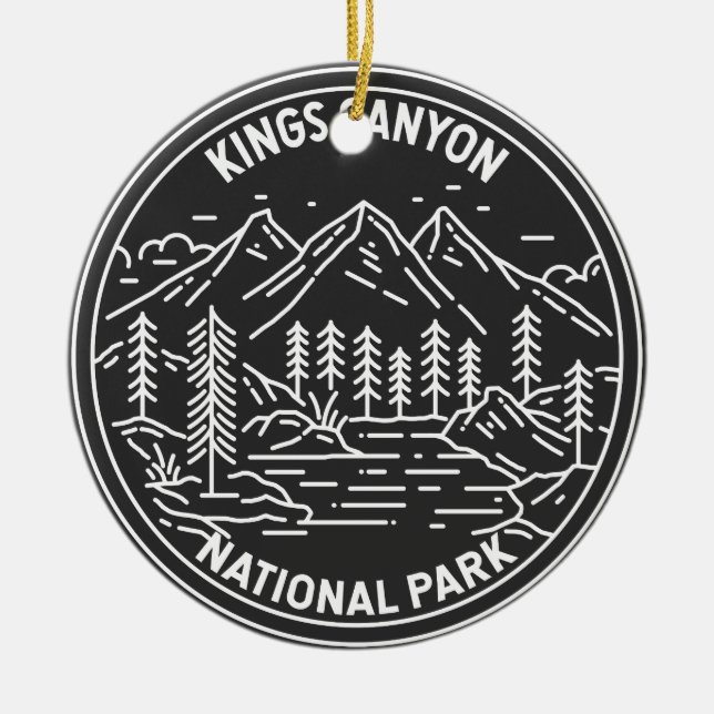 Kings Canyon National Park Monoline  Ceramic Ornament (Front)