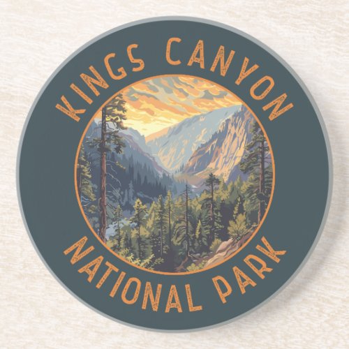 Kings Canyon National Park Retro Distressed Circle Coaster