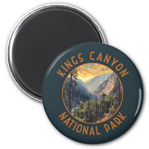 Kings Canyon National Park Retro Distressed Circle Magnet