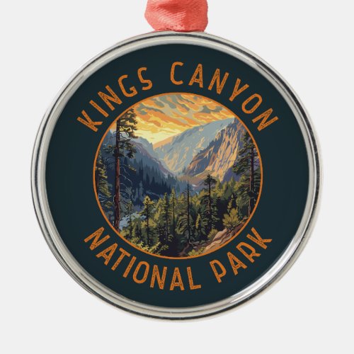 Kings Canyon National Park Retro Distressed Circle Metal Ornament