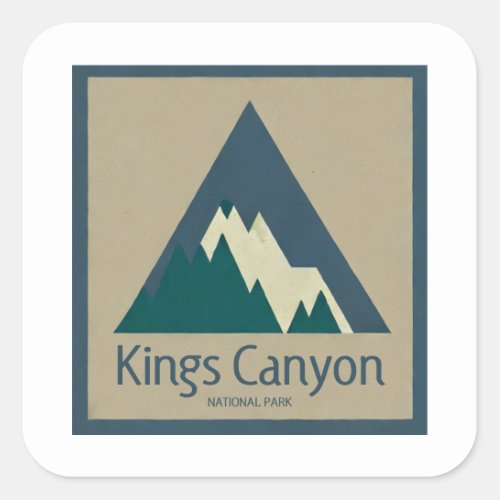 Kings Canyon National Park Rustic Square Sticker