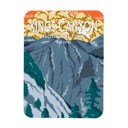 Kings Canyon National Park Sunset Vintage Magnet