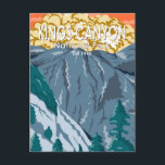 Kings Canyon National Park Sunset Vintage Postcard<br><div class="desc">Kings Canyon vector artwork design. The park is known for its huge sequoia trees,  notably the gigantic General Grant Tree in Grant Grove.</div>