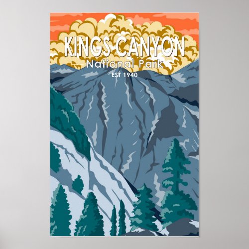 Kings Canyon National Park Sunset Vintage