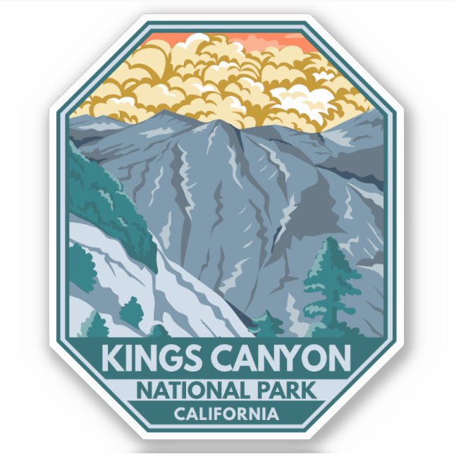 Kings Canyon National Park Sunset Vintage Sticker (Front)
