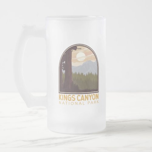 Kings Canyon National Park Vintage Emblem Frosted Glass Beer Mug
