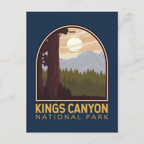 Kings Canyon National Park Vintage Emblem Postcard