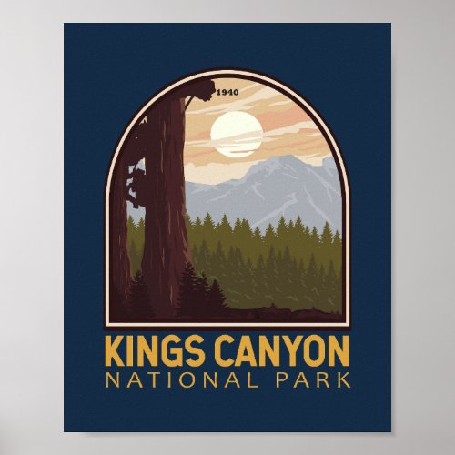Kings Canyon National Park Vintage Emblem Poster