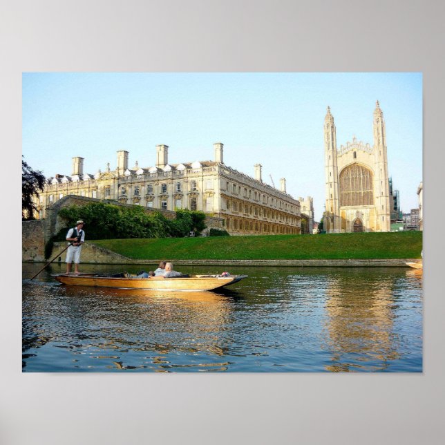 King's College Chapel on the river Cam Poster (Front)