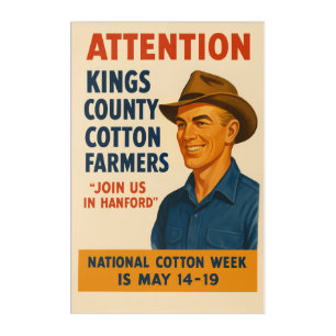 KINGS COUNTY COTTON - HANFORD, CA 24X36 INCHES ACRYLIC PRINT