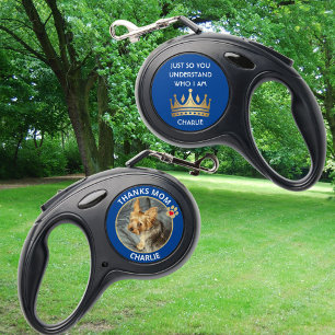 King's Crown Dog Photo Message Retractable Pet Leash