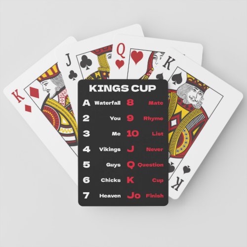 Kings Cup Drinking Game Rules Black Playing Cards