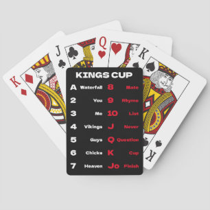 Kings Cup Drinking Game Rules Black Poker Cards