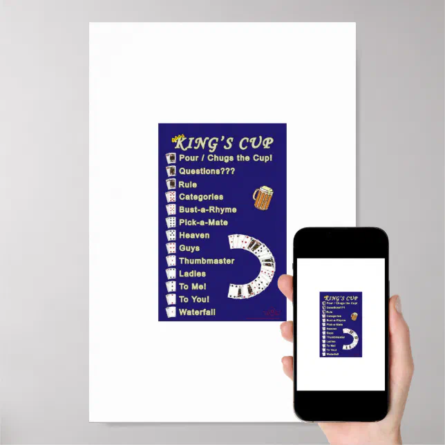 King's Cup Drinking Game Rules Poster Zazzle