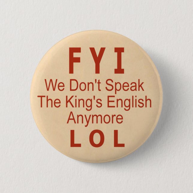 King's English Button (Front)