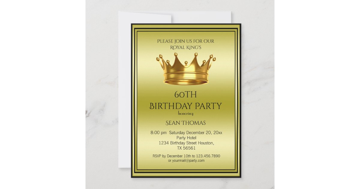 Kings Invitation Sign King's Gold Crown Man's Birthday Invitation | Zazzle
