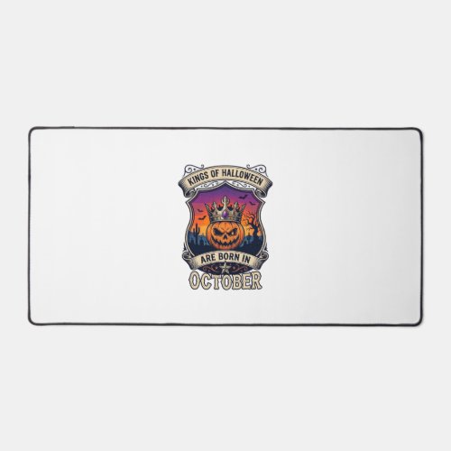 Kings Halloween Are Born October Crown Pumpkin Bat Desk Mat