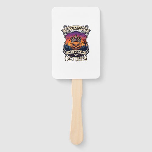 Kings Halloween Are Born October Crown Pumpkin Bat Hand Fan