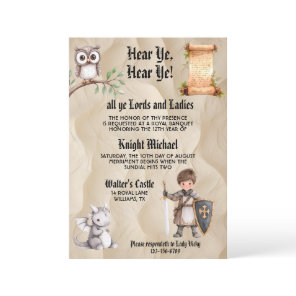 Kings Knight Hear Ye Medieval Renaissance Birthday Invitation