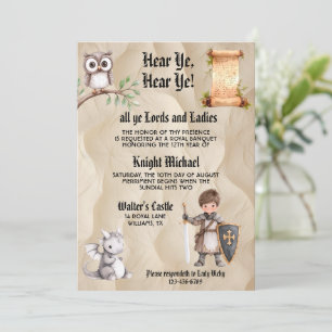 Kings Knight Hear Ye Medieval Renaissance Birthday Invitation