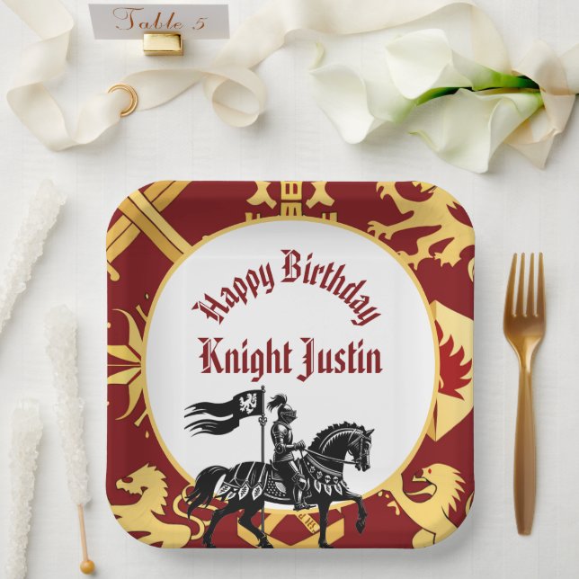 Kings Knight Medieval Renaissance Birthday Paper Plates (Wedding)