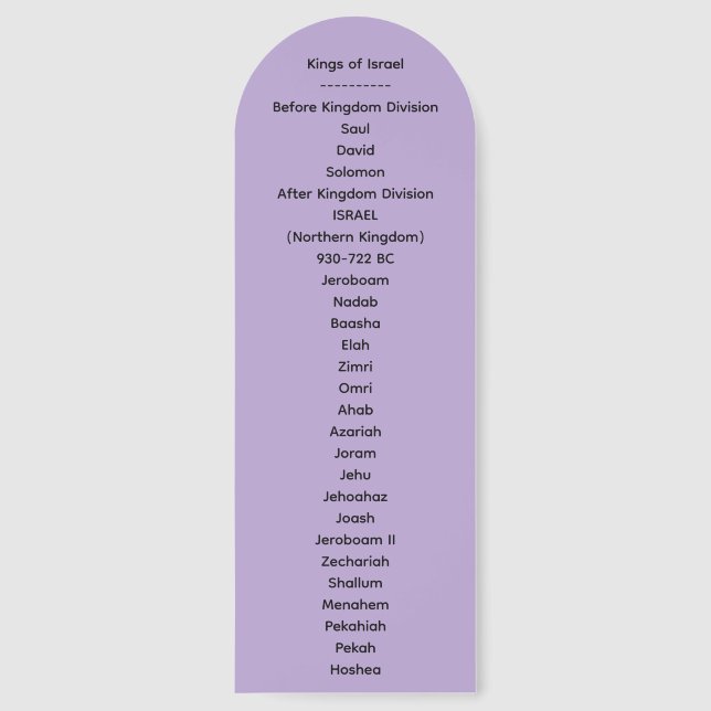 Kings of Israel and Judah Bookmark (Front)