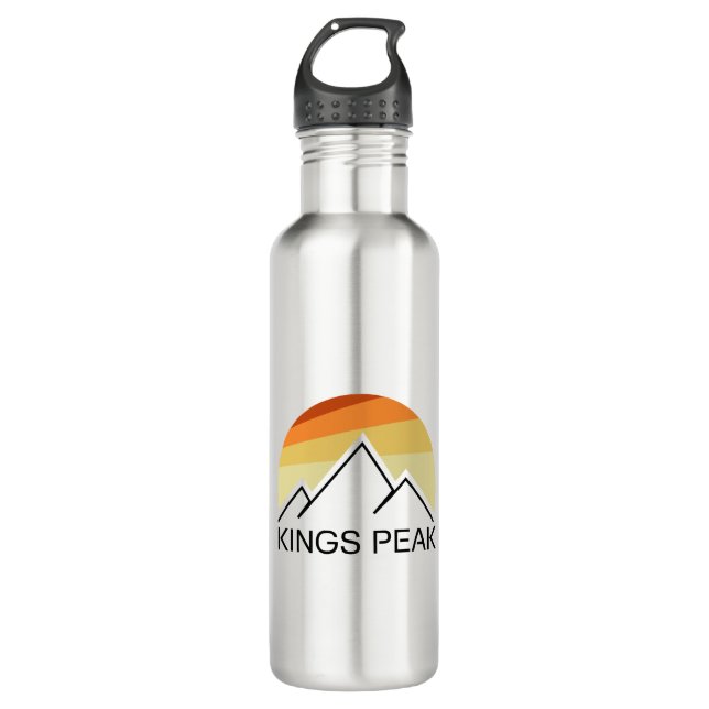 Kings Peak Utah Retro Stainless Steel Water Bottle (Front)
