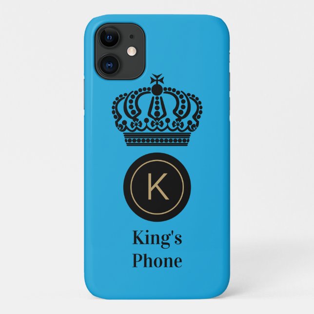 King's Phone Blue Background Monogram Personalized Case-Mate iPhone Case (Back)