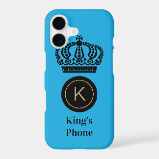 King's Phone Blue Background Monogram Personalized iPhone 17 Case