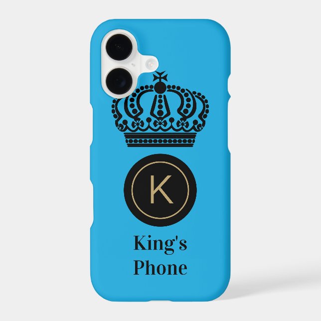 King's Phone Blue Background Monogram Personalized Iphone Case (Back)