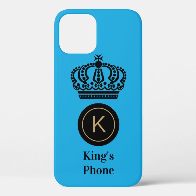 King's Phone Blue Background Personalized Monogram Case-Mate iPhone Case (Back)