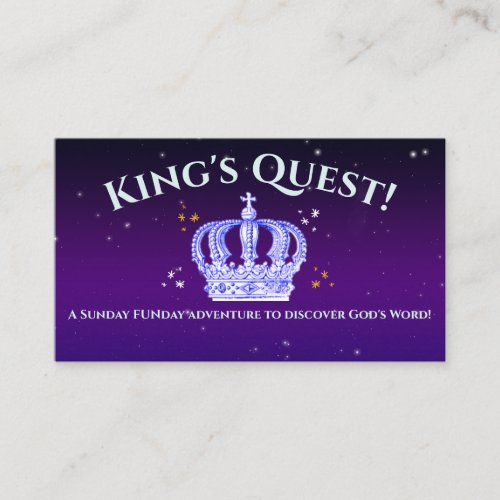 Kings Quest Sunday School Incentive Punch Business Card