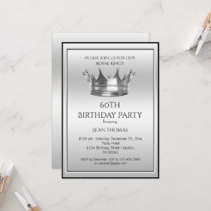 King's Silver Crown Man's Birthday Invitation