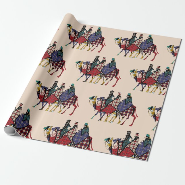 Kings Travel To See Baby Jesus Wrapping Paper (Unrolled)