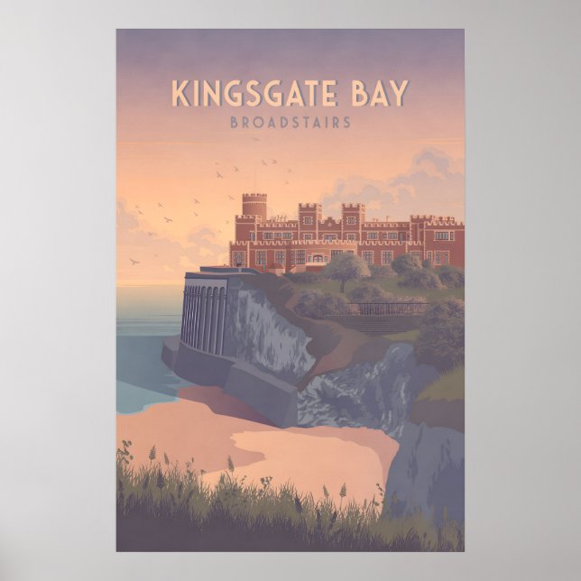 Kingsgate Bay Broadstairs Seaside Travel Poster (Front)