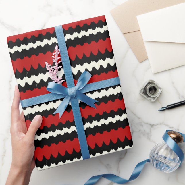 Kingsnake Stripe, Red Black and White Snake Skin Wrapping Paper (Gifting)