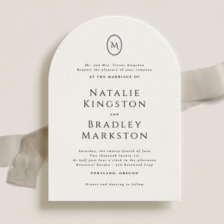 Kingston Elegant Monogram Typography Wedding Invitation