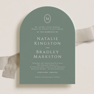 Kingston Elegant Monogram Typography Wedding Invitation