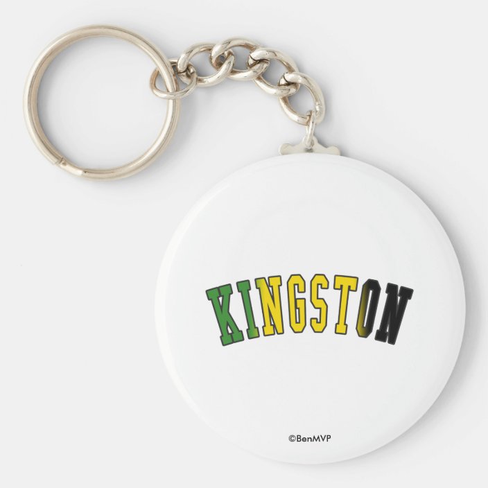 Kingston in Jamaica National Flag Colors Key Chain