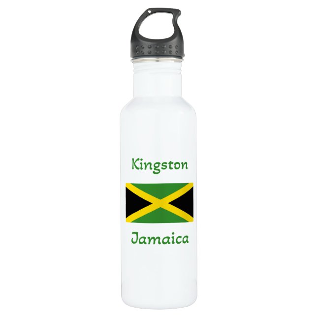 Kingston Jamaica – Jamaican Flag   Stainless Steel Water Bottle (Front)