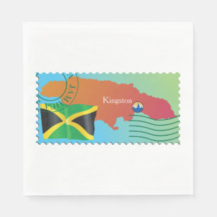 Kingston Jamaica Map And Flag Napkins